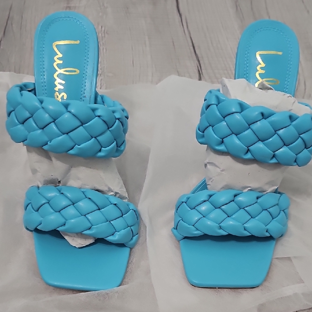 BNIB Lulu's Blue Braided Mules